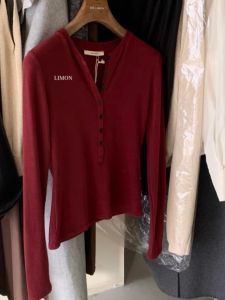 Red Long Sleeve T-Shirt Inner Wear Street Style round Neck Casual Fit High End Womens Fashion Early Autumn Collection by Hangzhou Season Green