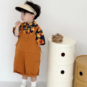 Boys Summer Outfit Set Stylish Cool Short Sleeve Shirt And Overalls Two Piece Set for Babies Trendy Casual Wear for Kids