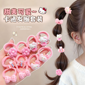 Cute Cartoon KT Cat Butterfly Knot Hair Ties for Kids Baby Girls Non-Damaging Hair Bands Hair Accessories Childrens Fashion