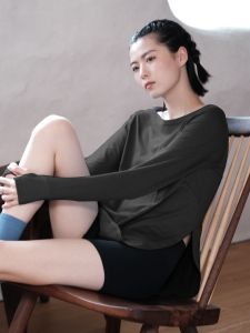 เสื้อวิ่งแขนยาวระบายอากาศแห้งเร็ว YLI สำหรับผู้หญิง ฤดูใบไม้ร่วง/ฤดูหนาว เสื้อผ้าโยคะแบบหลวมๆ สำหรับออกกำลังกาย