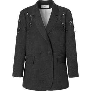 TAMMY TANGS | TAMMY TANGS Crystal Wool Blend Suit Jacket Womens Fashion Sweet Style Crystal Embellished Mixed Fabric Woolen Outerwear