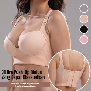 V dalam mengkilap tanpa tanda/BH Bra Push-Up Mulus Yang Dapat Disesuaikan/Bra Olahraga Anti Kendur/Bra Push Up Wide Band Bra boleh laras Full Cup/Pakaian Dalam Satin Mulus