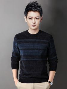 ROMON | Lormen Mens Knitted Sweater Thickened Round Neck Pullover Winter Fashion Business Casual Slim Fit Warm Woolen Cashmere Sweater