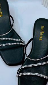 Bellena Sandal Wanita Heels Hak 3cm Adisty Variasi Tali Berlian Empuk Karet Non-Slip - LS02