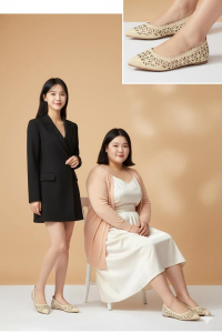 Giày Búp Bê Merly 1648 Chính Hãng Mũi Nhọn Da Mềm Cắt Laser Hoa Lá Bám Nền Êm Chân Big Size 35-43 4 Màu