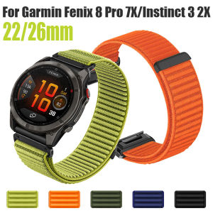 22/26mm Nylon Strap Garmin Fenix 8 Pro/Instinct 3 2X Replacement Strap Suitable for Fenix 8 E 7X Pro/Tactix 8/Enduro 3/epix Pro