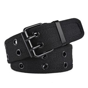 Mens Belt Double Row Metal Needle Buckle Woven Belt Womens Leisure Sport Outdoor Work Belt， Pair with Pants Jeans Neutral Belt