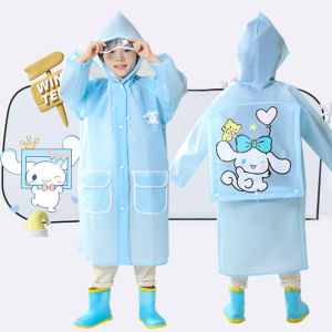 Kids Waterproof Raincoat with Schoolbag Pocket Cartoon Dinosaur Design