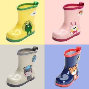 Lightweight Waterproof Childrens Rain Boots Cartoon Design for Boys And Girls Kindergarten Kids Shoes Non-Slip Rubber