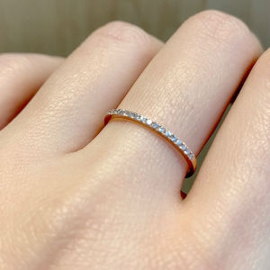 Titanium Steel Half-Circle Ring with Diamond and Gold Plating for Women Stylish Accessory from Japan and South Korea