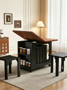 QUYUAN | Vintage Style Foldable Solid Wood Coffee Table