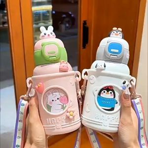 กระติกเก็บอุณหภูมิ กระติกน้ำเด็ก เก็บอุณหภูมิ 500 ML หลอดเด้ง พร้อมกระเป๋าสะพาย เกรด, 316 ขวดน้ำสำหรับเด็ก H-251