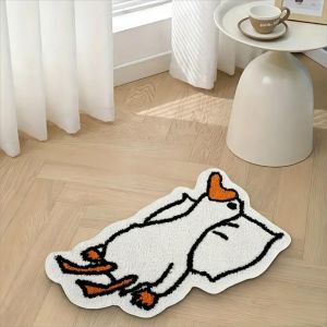 VIKAMA Cute Shark Irregular Shaggy Floor Mat Cartoon Sea Animal Non Slip Rug Bedroom Bedside Home Decor