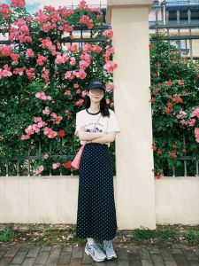 High- Vòng Eo Chấm Bi Dáng Chữ A Chân Váy Midi Dành Cho Phụ Nữ Hình Quả Lê Mùa Hè Mới Cỡ Lớn Big Girls High Vòng Eo Dáng Chữ A Dài Váy S