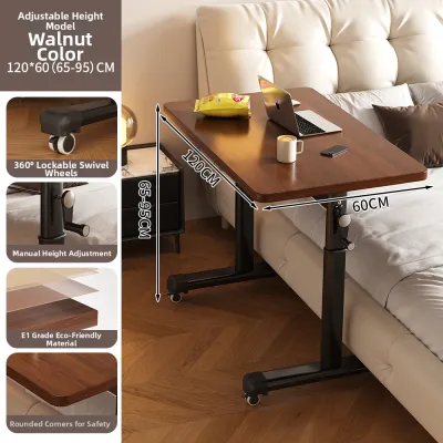 FWTDF | Elevating Mobile Computer Desk for Bedroom Simple Home Office Desk Work Station Student Study Table Adjustable Height Desk