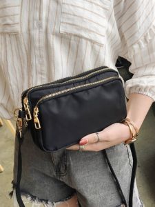 Womens Crossbody Phone Bag Lightweight Fashionable Versatile Oxford Cloth Zipper Closure Pure Color Korean Style Handbag