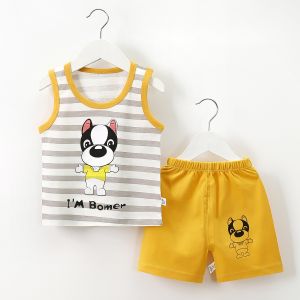 Bộ Đồ Mùa Hè Cotton Nguyên Chất Cho Bé Trai Và Bé Gái Quần Short Ngắn Áo Vest Trẻ Em Thời Trang Bộ Đồ Trẻ Em Thoải Mái Thoáng Khí