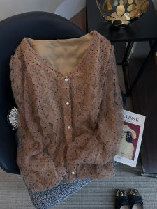 PAIBOLI | Floral Heavy Lace Top Blouse V-neck Fall