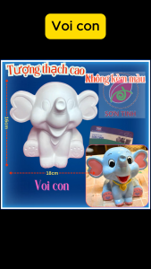 Tượng thạch cao chú voi con ở Bản Đôn M12 (Không kèm màu) Bé Tô Màu Tô Tượng trò chơi trẻ em