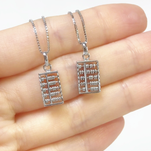 LAZO DIAMOND 5-row Prosperity Abacus Pendant in 375/9K White Gold Small or Medium