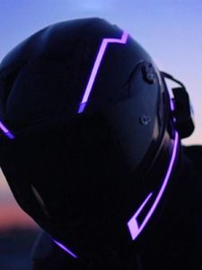 Cool Motorcycle Helmet Glowing Strip Night Riding LED Warning Light Personalized Creative Gift Festival Universal Green Color