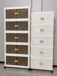 Folable Storage Cabinet 2 Doors Storage Cabinet Box With Roller cabinet storage rack