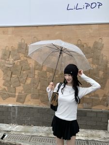 White Basic Long Sleeve round Neck T-Shirt Womens Slim Fit Casual Inner Wear Top for Autumn Winter Simple Stylish Base Layer