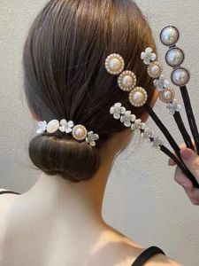 2025 New Pearl Hair Accessories Bun Headband Vintage Elegant Lazy Persons Petal Braiding Styling Tool Hair Ties Other