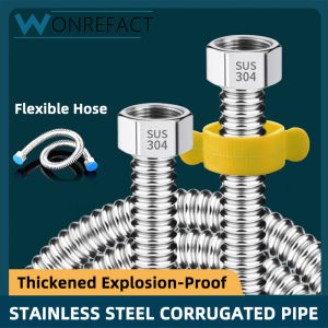 Water Hose Flexible Corrugated Stainless Steel Thickened Nut Plumbing Tube For Kitchen Sink Tap High Flow Connector