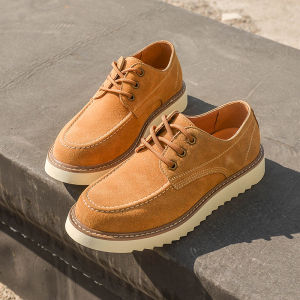 Giày Boots Đế Thấp Da Dê Vintage Mỹ