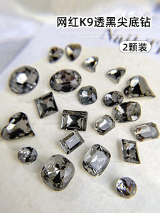 Nail Ornament Diamond Flash Net Red Best Selling K9 Transparent Black Pointed Bottom Diamond Decorations Dark Series Super Shining Nails Decorative Heart