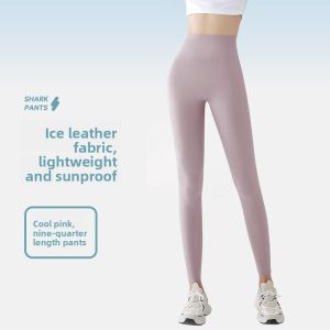 Miiow | Ultra-Thin Ice Silk Sharkskin Yoga Pants Womens Summer Fitness Tummy Control Butt Lifting Base Layer Outdoor Wear