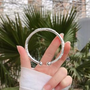Silver Plated Floral Bracelets Women Solid Open Hand Jewelry Gift Alloy Material Floral Pattern Fresh out New Style