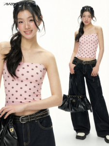 Ariseism | Vintage American Dotted Halter Top Summer Fitted Sleeveless Shirt