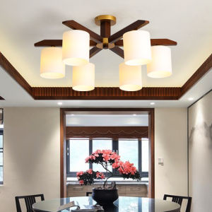 Simple Japanese Wabi-Sabi Style LED Pendant Light Walnut Color Living Room Bedroom Restaurant Hall Lamp Mid-Century Modern Lighting