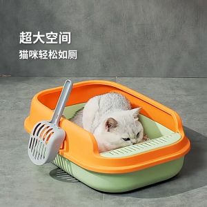 เครื่องหมายใหญ่ กระบะทรายแมว ห้องน้ำสัตว์เลี้ยง แถถมที่ตัก รุ่นทรงขอบสูง แบบกลมๆ ขนาดใหญ่ รุ่นใหม่ รูปแบบสำหรับผู้ชาย