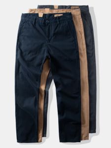 Quần Dài Công Sở Cotton Nguyên Chất Ống Đứng Rộng Rãi Ngoài Trời Nam Quần Dài Mùa Thu Đông Đen Cỡ Lớn Quần Dài Thường Ngày