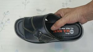 Dép Nam Quai Ngang Da Bò Thật SAMTA Đế Cao Dành Cho Người Thấp DN258