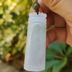 Crafted with Nothing symbol meaning eveything is Well Natural Type A Jadeite Jade Pendant Necklace QIC labs approved certificate weighs 18.61 grams measurement 51.7 * 18.5 * 7.1 mm (pendant309)
