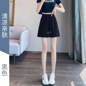 Summer Thin Cotton Sport Shorts Womens Loose Casual Fitness High Waist Wide Leg Outdoor Wear Three-quarter Length Pants