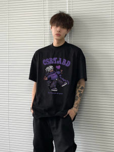 New 2025 Mens Cotton T-Shirt Short Sleeve Loose Fit Summer Trendy Brand Youth High School Student Casual Breathable Top