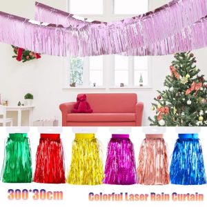 ม่านฝนเลเซอร์สี300X30ซม. สามารถนำกลับมาใช้ใหม่ได้ประดับตกแต่งบ้านงานแต่งงานวันเกิดคริสต์มาสงานปาร์ตี้
