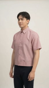 Plain Dusty Pink Polo Jacket Barong Premium Jusilyn Short Sleeves