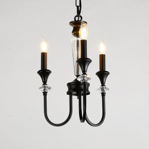 Black Crystal Candle Chandelier American Simple Style Bedroom Living Room Lighting Fixtures South East Asia Style Iron Art Lamp