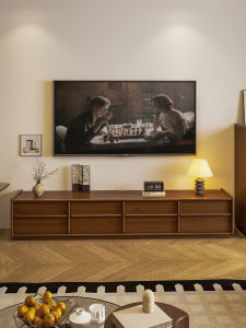 HESHIBOYA | Elegant Modern Minimalist TV Stand for Small Apartments Solid Wood TV Stand