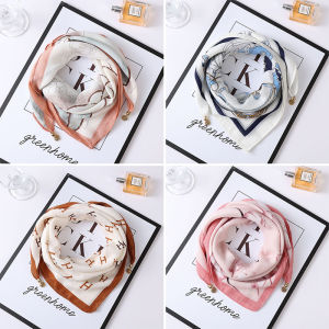 Magnetic Clasp Silk Scarf Womens New 2025 Cotton Linen Neck Protection Simulated Silk Triangle Autumn High-End Feel Scarf