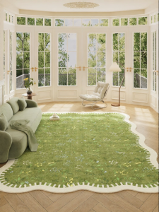 YUNHAOBUYI | French Country Style Easy Care Large Area Carpet for Living Room Green