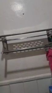 Organizer Bathroom Storage Stainless Wall Mounted Towel Storage Hanger Shelf stand rack