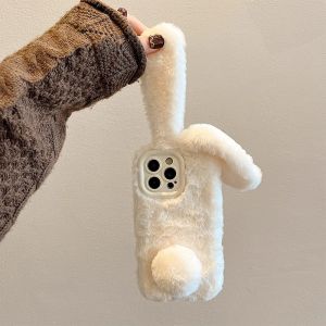 Cute Plush Rabbit Phone Case for  16 pro Womens Style Warm And Adorable Winter Season Ins Inspired Cartoon Design