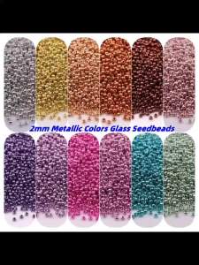 1000pcs  2mm Metallic Colors Glass Seedbeads  Uniform Bronze Plated Round Spacer Glass Beads For DIY Charm Craft Jewelry Making